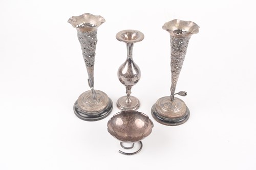 Lot 152 - A pair of Chinese silver pierced solifleur...