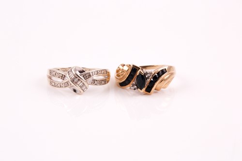 Lot 177 - A sapphire and diamond crossover ring the...