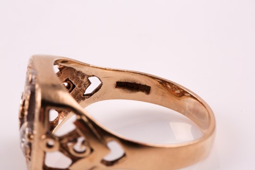 Lot 52 - A 9ct gold and diamond Masonic ring, the large...