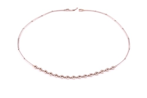 Lot 337 - A18ct white gold and diamond necklace, the...