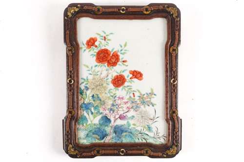 Lot 163 - A Chinese porcelain panel, Qing,19th century,...