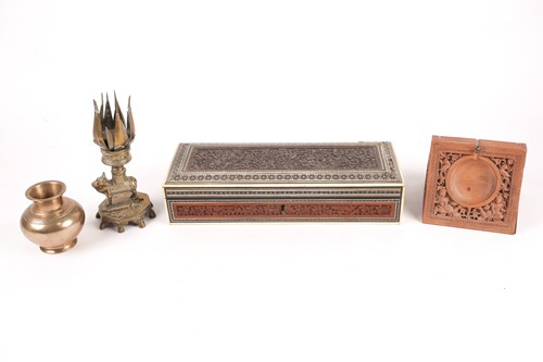 Lot 183 - An Indian sandalwood and sadeli table box,...