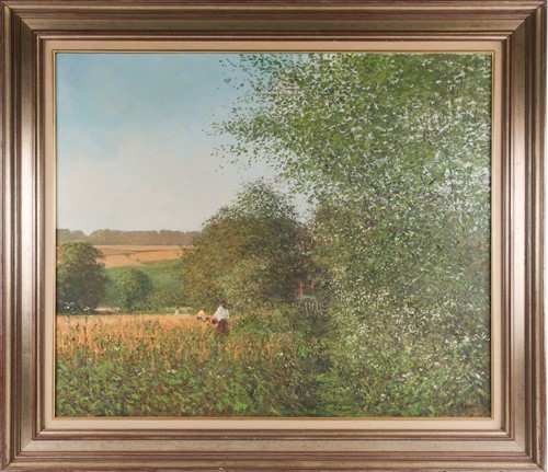 Lot 49 - Charles Neal (b.1951) British, 'Women Gleaning'...