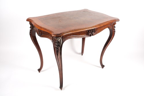 Lot 295 - A Louis XV style walnut serpentine centre...