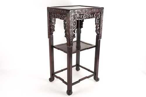 Lot 201 - A late 19th century Chinese, two-tier hongmu...