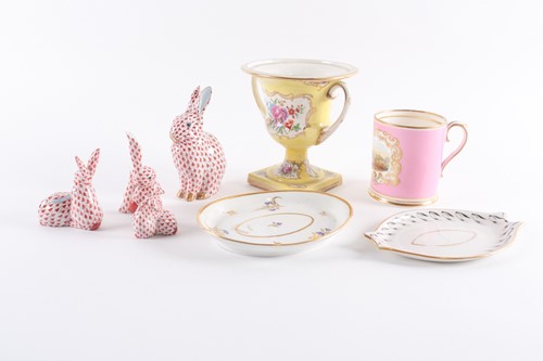 Lot 337 - A group of four Herend porcelain rabbits, the...