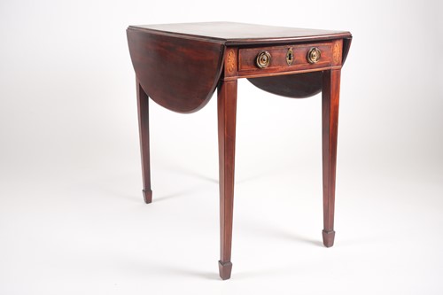 Lot 211 - A George III oval, marquetry inlaid mahogany...