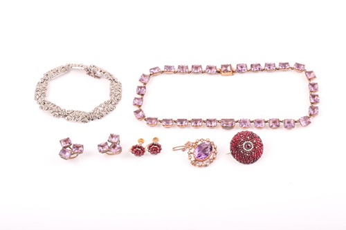 Lot 341 - A 9ct yellow gold, amethyst, and seed pearl...