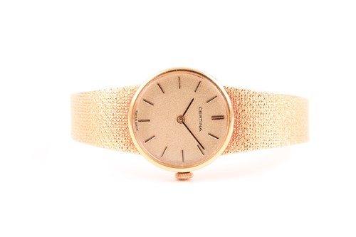 Lot 410 - A ladies yellow metal Certina wristwatch, the...