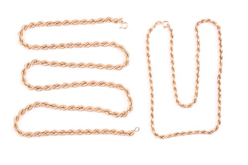 Lot 319 - A 9ct yellow gold rope-twist chain necklace,...
