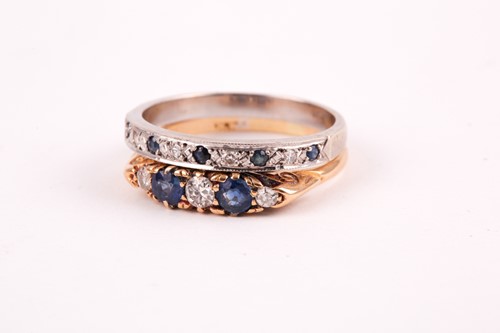 Lot 161 - An 18ct yellow gold, diamond, and sapphire...