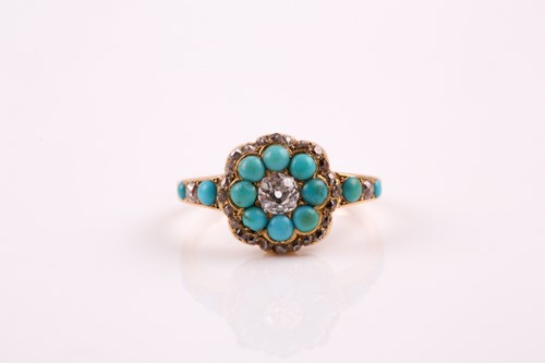 Lot 182 - A French 19th-century diamond and turquoise...