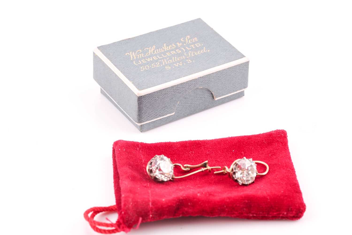 Lot 373 - A pair of Old European cut solitaire diamond...