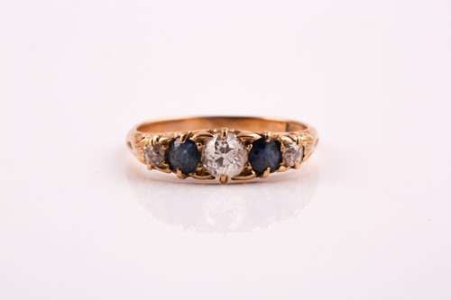 Lot 301 - An Edwardian sapphire and diamond five stone...