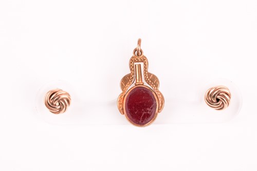 Lot 35 - A pair of 9ct yellow gold knotted earrings,...