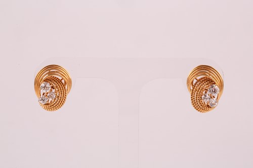 Lot 38 - A pair of 18ct yellow gold and diamond...