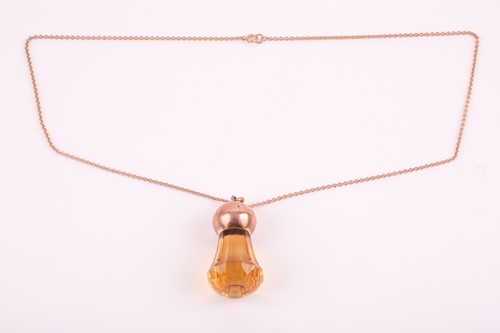 Lot 374 - A 9ct rose gold mounted citrine Scottish...