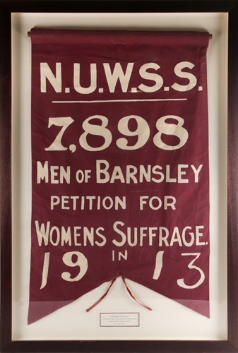 Lot 445 - A framed, painted canvas Suffragette Banner,...