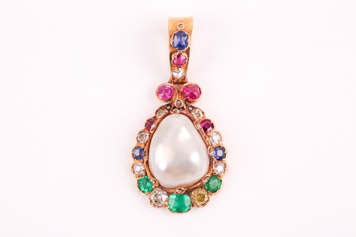 Lot 223 - A fine yellow metal, natural saltwater pearl,...