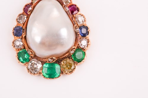 Lot 223 - A fine yellow metal, natural saltwater pearl,...