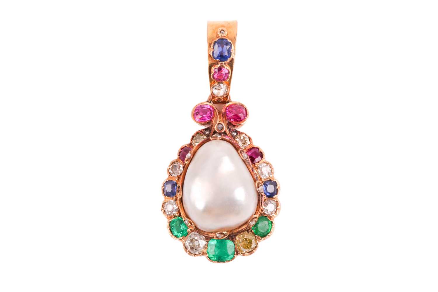 Lot 223 - A fine yellow metal, natural saltwater pearl,...
