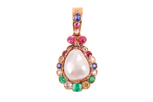 Lot 223 - A fine yellow metal, natural saltwater pearl,...