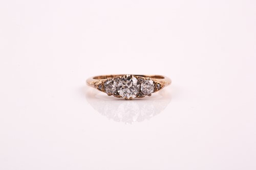 Lot 326 - An Edwardian three stone half hoop diamond...