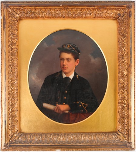 Lot 110 - A 19th-century oval overpainted photographic...