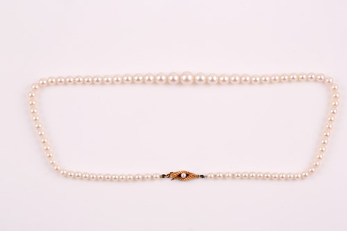 Lot 8 - A graduated cultured pearl necklace, the...