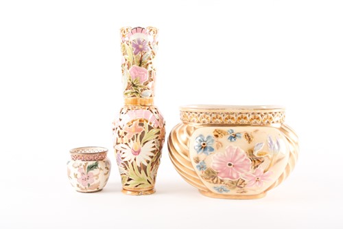 Lot 363 - A Zsolnay Pecs reticulated vase, early 20th...