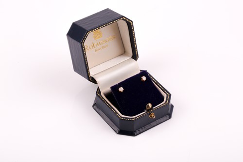 Lot 371 - A pair of 18ct yellow gold and diamond...