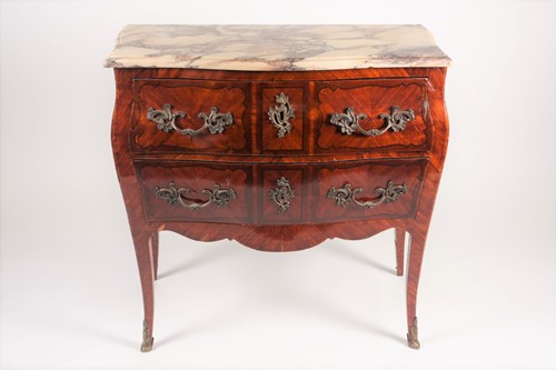Lot 228 - A Louis XV style, walnut and kingwood veneered...
