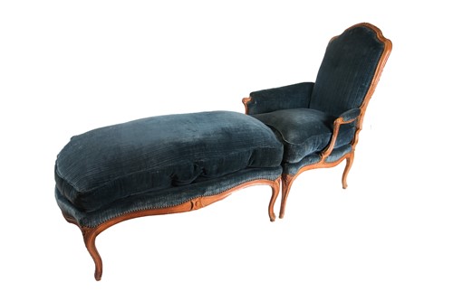 Lot 232 - A French Louis XV style, beechwood duchesse-...