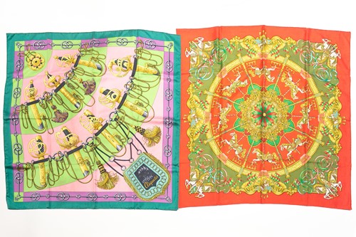 Lot 432 - Two Hermes silk scarves, 'Cliquetis' &...