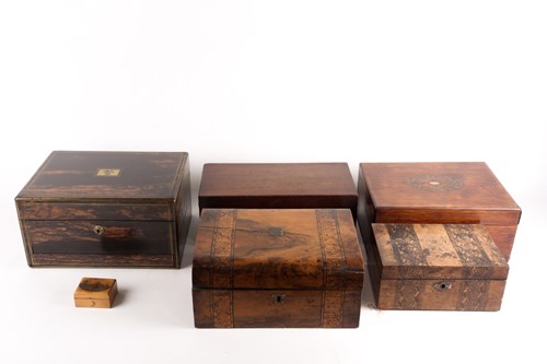 Lot 239 - A 19th century coromandel wood veneered sewing...