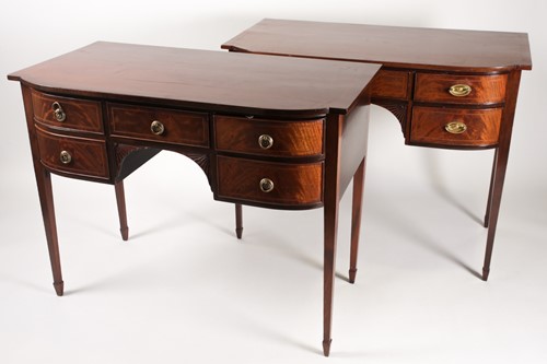 Lot 255 - A pair of George III style stepped bowfronted...