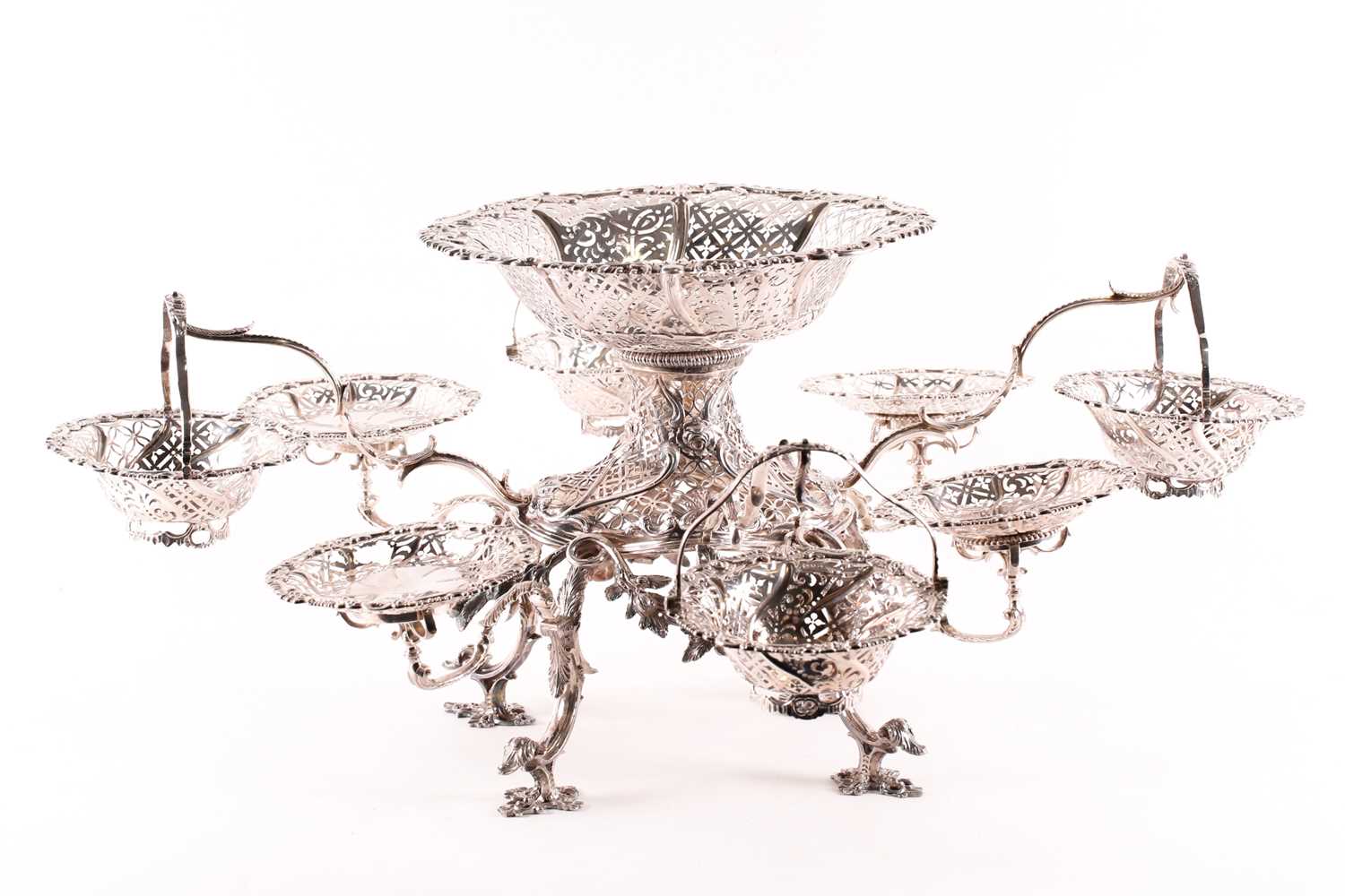 Lot 547 - An Irish George III silver epergne, the...