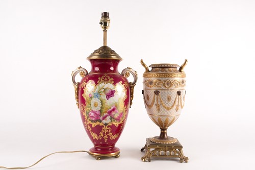 Lot 383 - A Wedgwood porcelain twin handled vase, early...