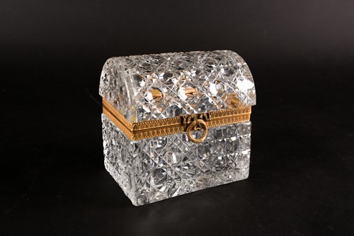 Lot 417 - A French cut glass and gilt metal casket,...
