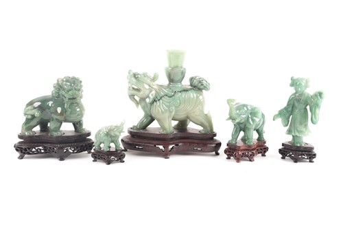 Lot 36 - A group of five Chinese hardstone carvings,...