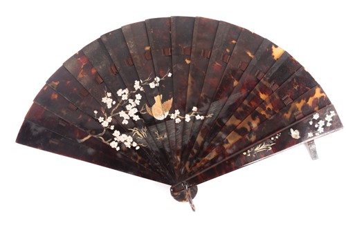 Lot 47 - A Japanese tortoiseshell fan, Meiji period,...