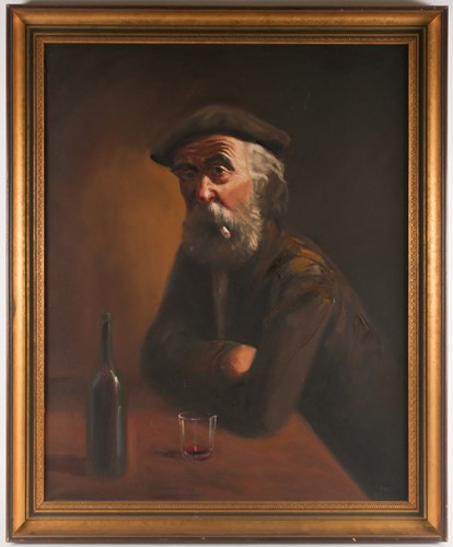 Lot 160 - Rae, portrait of a bearded man smoking with a...