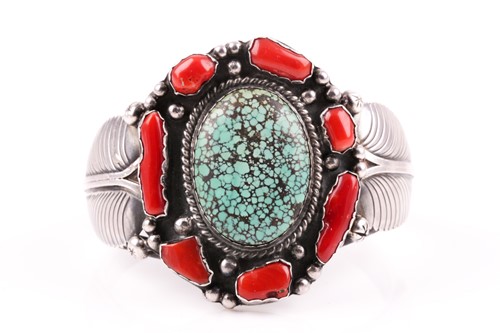 Lot 376 - An American Navajo Indian white metal cuff...