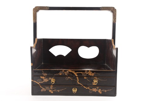 Lot 77 - A Japanese lacquered tea ceremony portable...