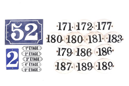 Lot 37 - A group of antique numbered door furniture, to...