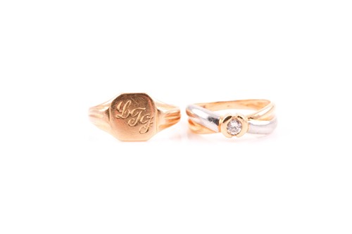 Lot 161 - A yellow and white gold and diamond ring, the...