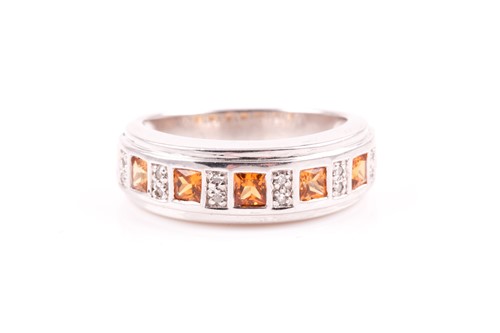 Lot 72 - A 9ct white gold, diamond, and orange citrine...