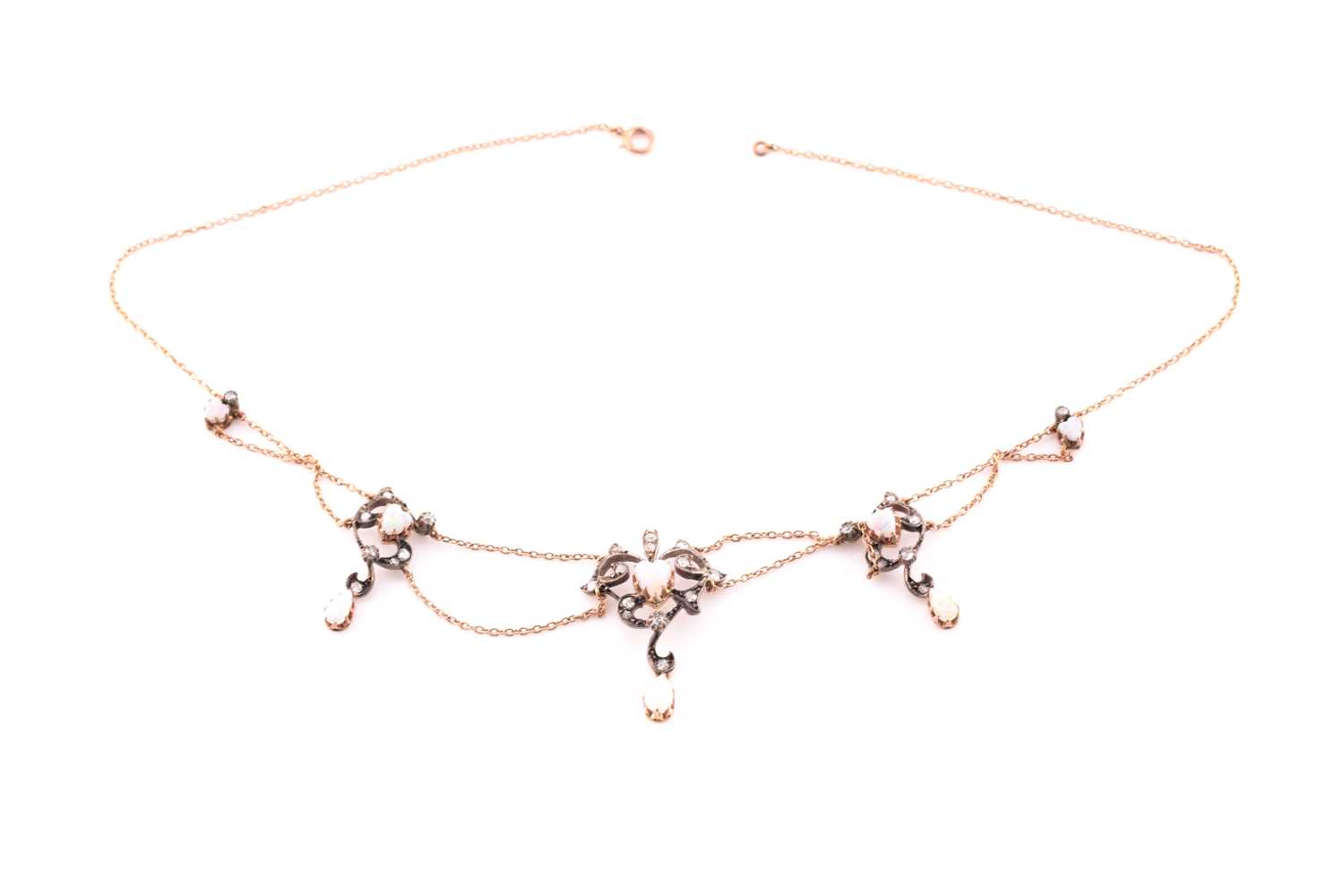 Lot 118 - Early 20th century opal and diamond swag...