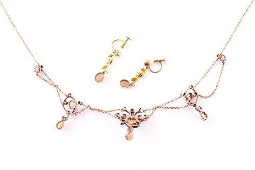 Lot 118 - Early 20th century opal and diamond swag...