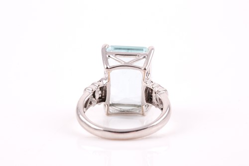 Lot 73 - A 14ct white gold, diamond, and aquamarine...